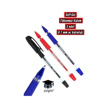 Pensan Soft Gel Tükenmez Kalem Seti 3 Renk Türk Malı Çok Renkli