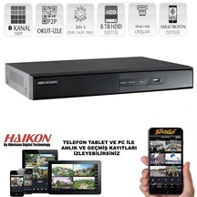 Haikon 8'Li Full Hd Güvenlik Kamerası Paketi Ekran Dahil Paket