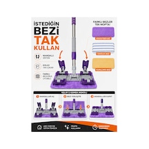 Mandallı Mop Paspas Kıskaçlı Bez Takmalı Yer, Duvar Ve Cam Temizlik Mopu 1 Adet Yedek Bez Hediyeli 180 Döner Başlık Teleskopik Sap 88-132 Cm 2'li Set