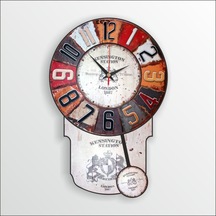 M3 Decorium Dart Desenli Görünümlü Büyük Sarkaçlı Duvar Saati 46 CM