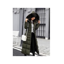 Günlük Kışlık Tam Boy Şişme Kadın Mont Haki