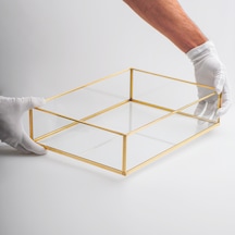 Cam Tepsi Pirinç & Gold 35x25x8cm