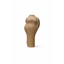 Terracotta Gövde Şekilli Vazo Dekoratif Modern Salon Konsol Bohem Heykelsi Seramik Vazo 20 Cm Açık Kahverengi