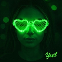 Yeşil Led Işıklı Kalp Gözlük 3 Modlu Parti &amp Glow Gözlüğü - Aıaı-874128 Çok Renkli