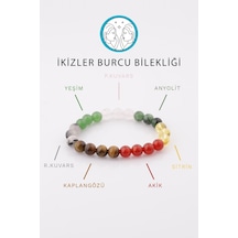 Ikizler Burcu Taşlarından Oluşan Doğal Taş Bileklik 8 Mm Küre Kes Çok Renkli