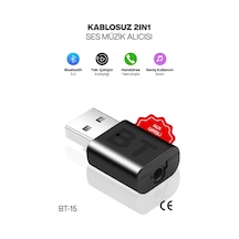 Usb 2ın1 Bluetooth Kiti 3.5 Mm Aux Receiver Rx/tx Transmitter Kablosuz Ses Alıcı Verici Tak Çalıştır