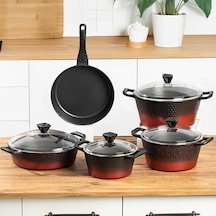 Lines L-5087 9 Parça Titanyum Döküm Tencere Seti Siyah