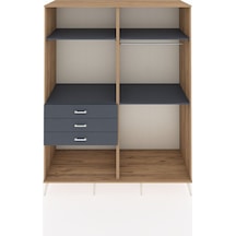Kronos Gardrop 4 Raflı 3 Çekmeceli 2 Askılı 176x59x221 Çam-antrasit Beyaz