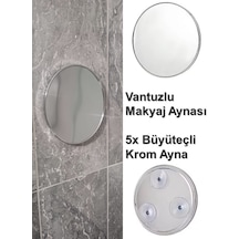 Vantuzlu Büyüteçli Krom Dekoratif Makyaj Aynası
