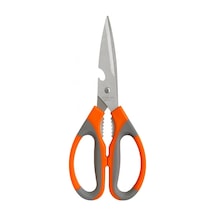 Mutfak Makası Paslanmaz Çelik Çok Amaçlı, Ergonomik Saplı, 23 Cm Dayanıklı Kesme Makası Turuncu-gri