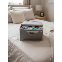 Gri Çorap Hurcu Çok Amaçlı Dolap Içi Ve Çekmece Içi Düzenleyici 29x24x17 Cm Gri