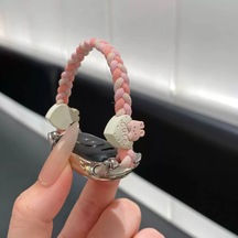 Xiaomi Mi Band 9 Uyumlu Sevimli Karikatür Örgü Kuromi Bilezik Kayış Pembe