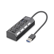 Usb 3.0 Anahtarlı Hub 4 Port 5 Gbps Siyah U3202