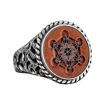 El Yapımı 925 Ayar Katı Gümüş Yüzük - Metatron'un Belirgin Mühür Tasarımı - Erkekler İçin Özel Yüzük - Zamansız Zarafet Ve Ona Hediye Edilecek Farklı Bir Seçenek Gümüş