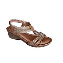 Guja 26y241-1 Kadın Taşlı Dolgu Topuklu Günlük Comfort Sandalet Bronz