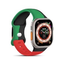 Apple Watch Series 8 45mm İçin Kordon Activeflex Wristband Black Unity Watch Series 8 45mm İle Uyumlu Kordon, Kayış - Siyah - Yeşil Çok Renkli
