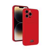 Apple Uyumlu  iPhone 13 Pro Kılıf Kelvin Kartvizitli Silikon Kırmızı
