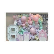 Makaron Pembe Lila Sarı Ve Yeşil Balon Zinciri 100 Adet Mix