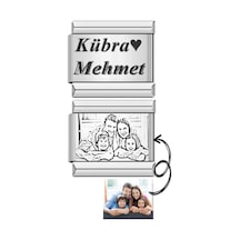 2 Adet Kişiye Özel İsim Yazılı Ve Resim Baskılı Ek Uzatma Çelik Bileklik Charmı Scb85 Metalik