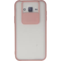 Samsung Galaxy  Uyumlu,  J7 Kılıf Palm Buzlu Kamera Sürgülü Silikon - Pembe