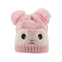 Kitti Çift Ponponlu Bere Kız Gül Pembe