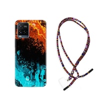 Vivo V21 Kılıf Rasta Boyun Askılı Orange Blue Color 1665 Siyah