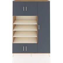 Hyperion Dolap 11 Raflı 5 Kapaklı 132x44x195 Çam-antrasit/aytaşı Çam