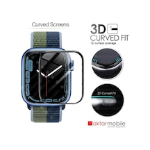 Apple Watch Uyumlu 7 45 Mm Ekran Koruyucu 3d Tam Kapatan Kavisli Ppma Nano Cam Tam