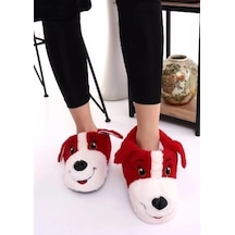 Mergenshoes Unisex Kırmızı Köpekli Panduf Ev Botu Kırmızı Kırmızı