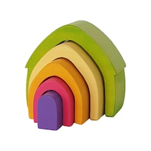 Waldorf Pastel Renkler 5'li Ev Ahşap Oyuncak