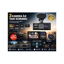 Wifi Destekli 1080p 3 Kameralı Araç İçi Kamera Lcd Ekranlı Gece Görüşlü G Sensörlü
