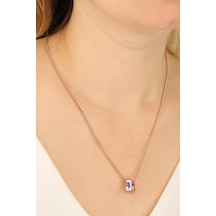 Üzeri Figürlü Gümüş Zar Kolye Rose Gold