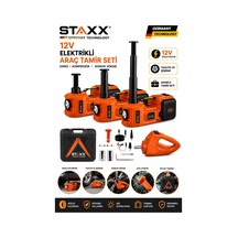 Staxx St12ryma Premium Muhteşem Kriko Seti Elektrikli Kriko Kompresör Bijon Sökme Ve Led Fenerli Ful