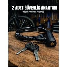 12 Mm Çelik Halat Bisiklet Kilidi 80 Cm Anahtarlı Güvenlik Kilidi Pvc Kaplamalı Scooter Ve Elektrikli Bisiklet Uyumlu Siyah