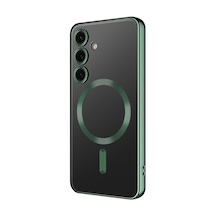 Galaxy İle Uyumlu S24 Kılıf Kamera Korumalı M-safe Wireless Şarj Özellikli Demre Kapak Koyu Yeşil
