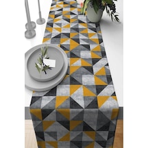 Sarı Geometrik Desenli Premium Masa Örtüsü Runner Rnr380n11