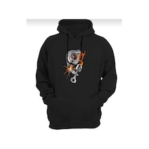 Hunors Sportswear & Company Jannıs Baskılı Unisex Model Pamuklu Kapüşonlu Sweatshirt SIYAH