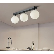 Rsylight Metal Modern Siyah Opal Camlı Tavan Plofyoner 3 Lütavan Avize-rys9019031