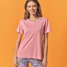 Over Sleep By Poleren Over Sleep 113 Kadın Yazlık Kısa Kol Pijama Takım Pembe