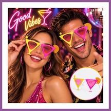 Bezos Sarı Pembe Renk Martini Parti Gözlüğü Rengaren Diğer