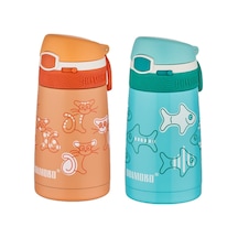 Shamobo 2li Set Pipetli Çelik Termos 350ml -6 Saat Isı Yalıtımı- Turuncu-Mor