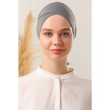 Melodi Scarf Bağlamalı Dikişsiz Çapraz Bone Koyu Gri Koyu Gri