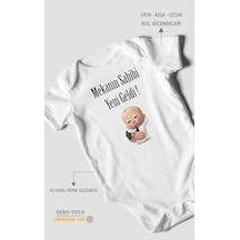 Mekanın Sahibi Yeni Geldi Baskılı Bebek Zıbını Çıtçıtlı Body 8 Renk %100 Pamuk Kısa Kol Beyaz