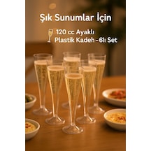 6 Lı Şeffaf Plastik Şampanya Kadehi Düğün, Parti Ve Davet Sunumlarına Uygun Bardak