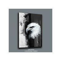 Kara Kartal Taraftar Uv Baskı Teknolojili Cam Tablo Siyah Beyaz Gücün Ve Asaletin Simgesi Modern Dekorasyon Temalı Dekoratif Duvar Tablosu, Salon, Ev Ve Ofis Dekoru, 60x90 Cm