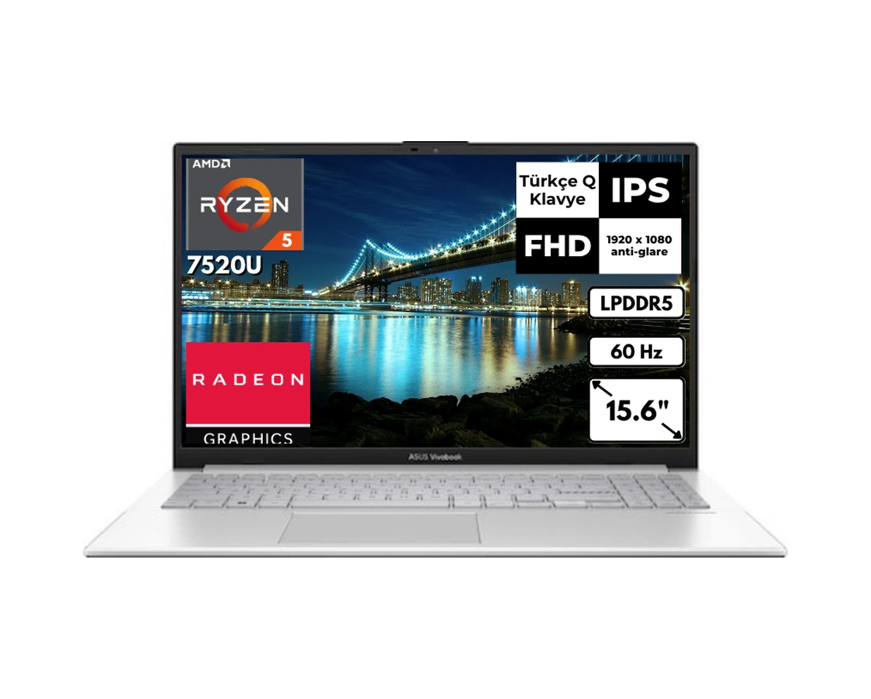 Asus Vivobook Go 15 E1504FA-NJ115AT4 R5-7520U 8 GB 2 TB SSD Radeon Graphics 15.6" FHD Free Dos Dizüstü Bilgisayar
