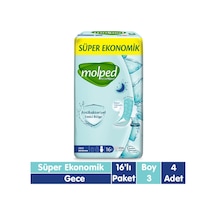 Molped Süper Ekonomik Antibakteriyel Ped Gece 16x4 64 Adet