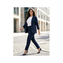 Hanezza Yeni Sarap Rengi Kadın Blazer Ceket Büyük Beden Takım Elbise Uyumlu Lacivert - 5553107 Lacivert