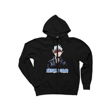 Jajutsu Kaisen Gojo Satoru Siyah Fermuarlı Kapşonlu Sweatshirt Siyah