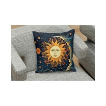 Sun And Moon Art Desenlı Kare Yastık Kılıfı Çok Renklı